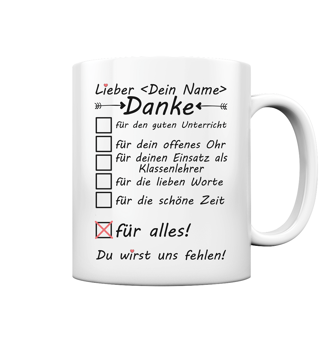 Danke Sagen Dankeschön Klassenlehrer Klassenlehrerin Geschenk Tasse