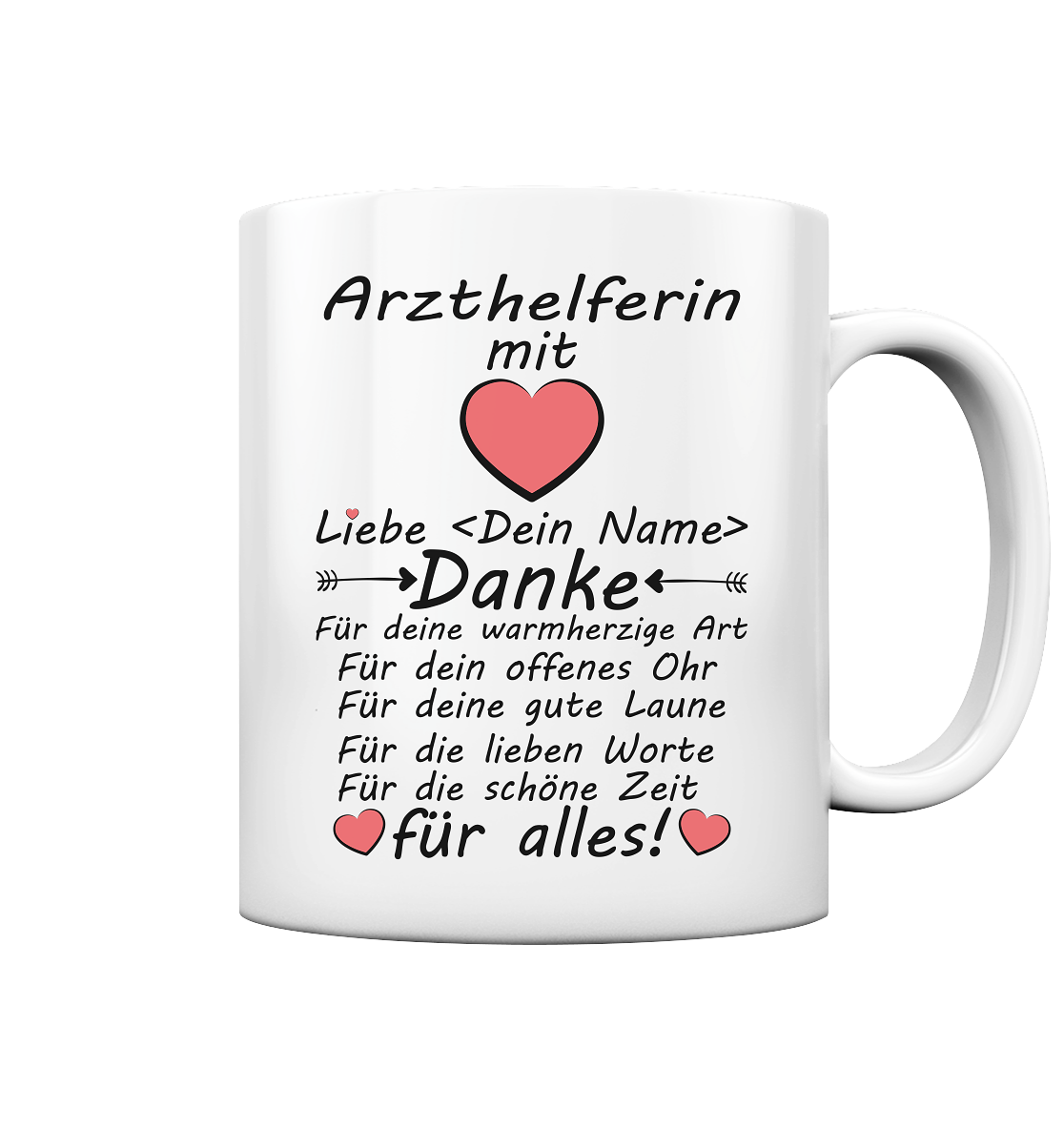 Dankeschön Danke Geschenk für Arzthelferin MFA - Tasse mit Herz 