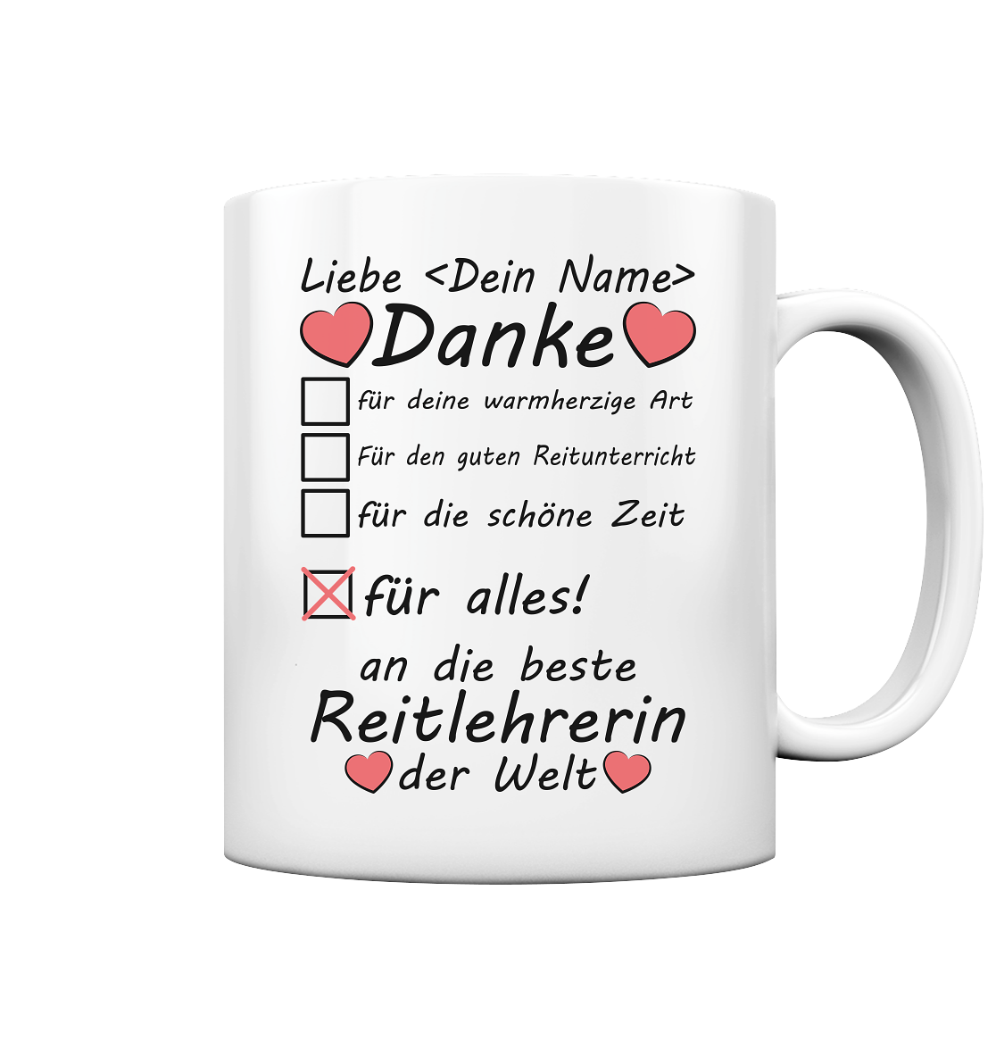 Beste Reitlehrerin Geschenk | mit Wunschnamen tasse