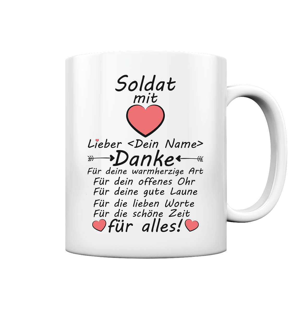 Abschiedsgeschenk Soldat Auslandseinsatz - Dankeschön Tasse mit Namen