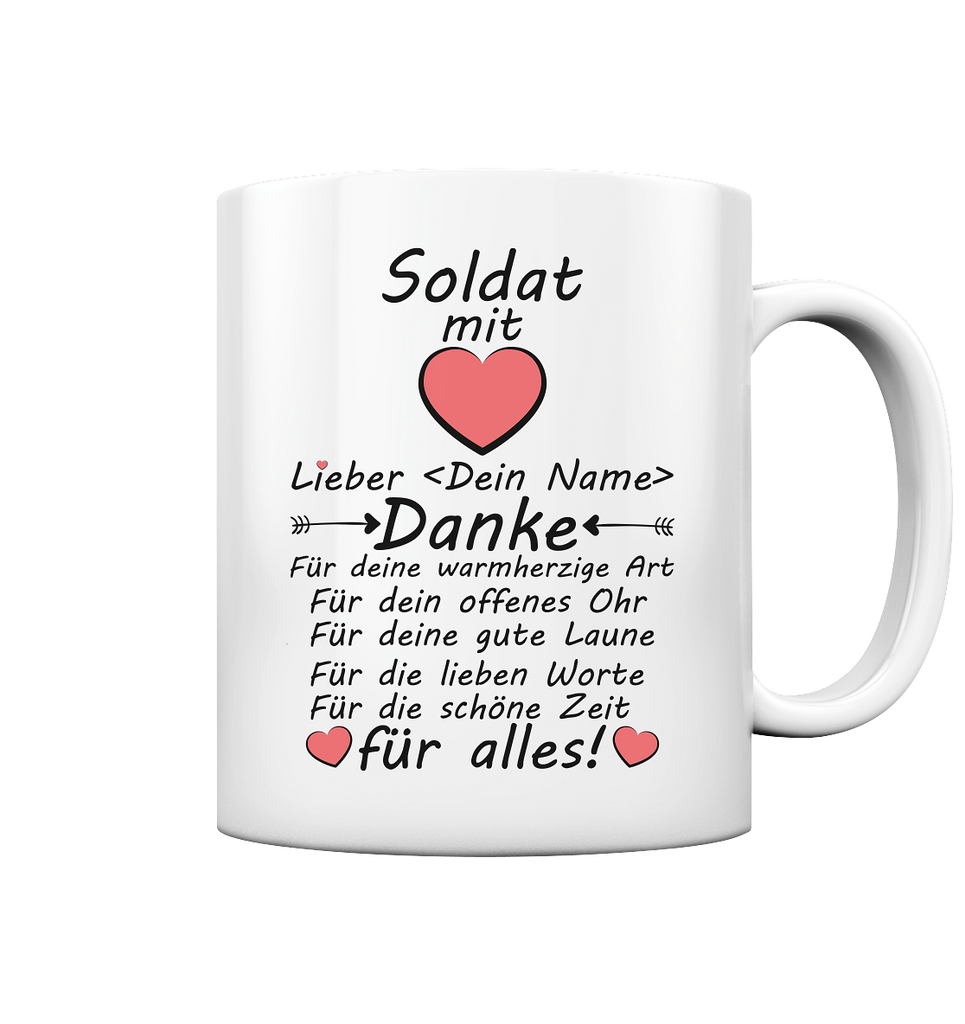 Abschiedsgeschenk Soldat Auslandseinsatz - Dankeschön Tasse mit Namen