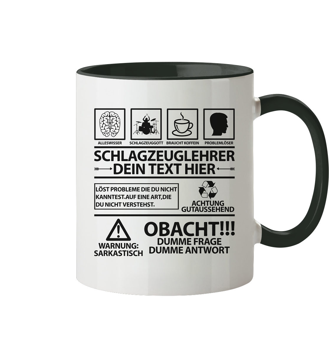 Geschenk für Schlagzeuglehrer - Lustige Sprüche Tasse Personalisiert 