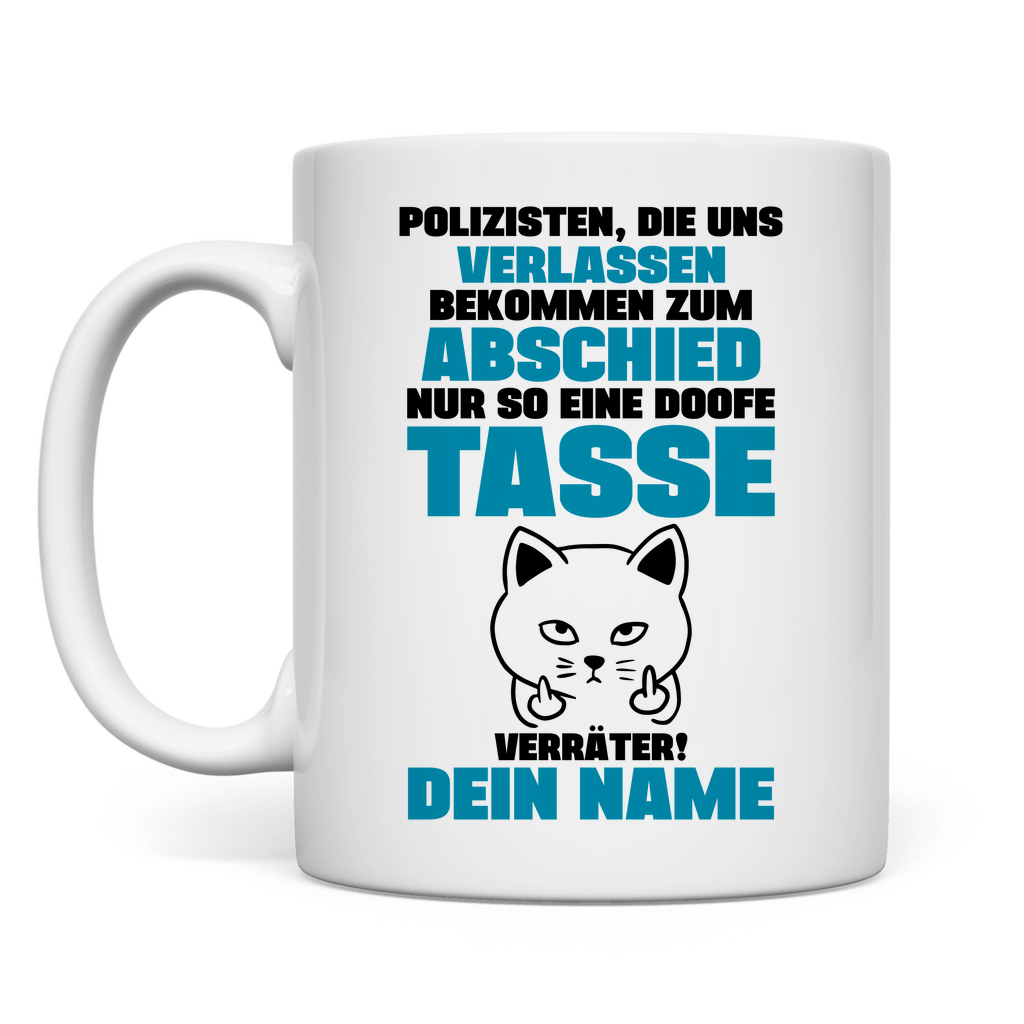 Abschiedsgeschenk Kollege | Polizei für einen Polizisten Personalisierte Tasse mit Namen rückseite