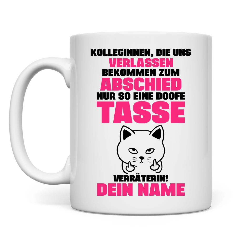 Abschiedsgeschenk für Kollegin im Einzelhandel personalisiert Tasse mit Namen rückseite