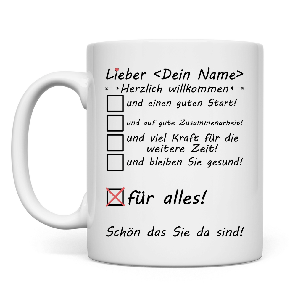 Willkommensgeschenk für den neuen Chef  Tasse mit dem Namen des Chefs Personalisiert rücjseite