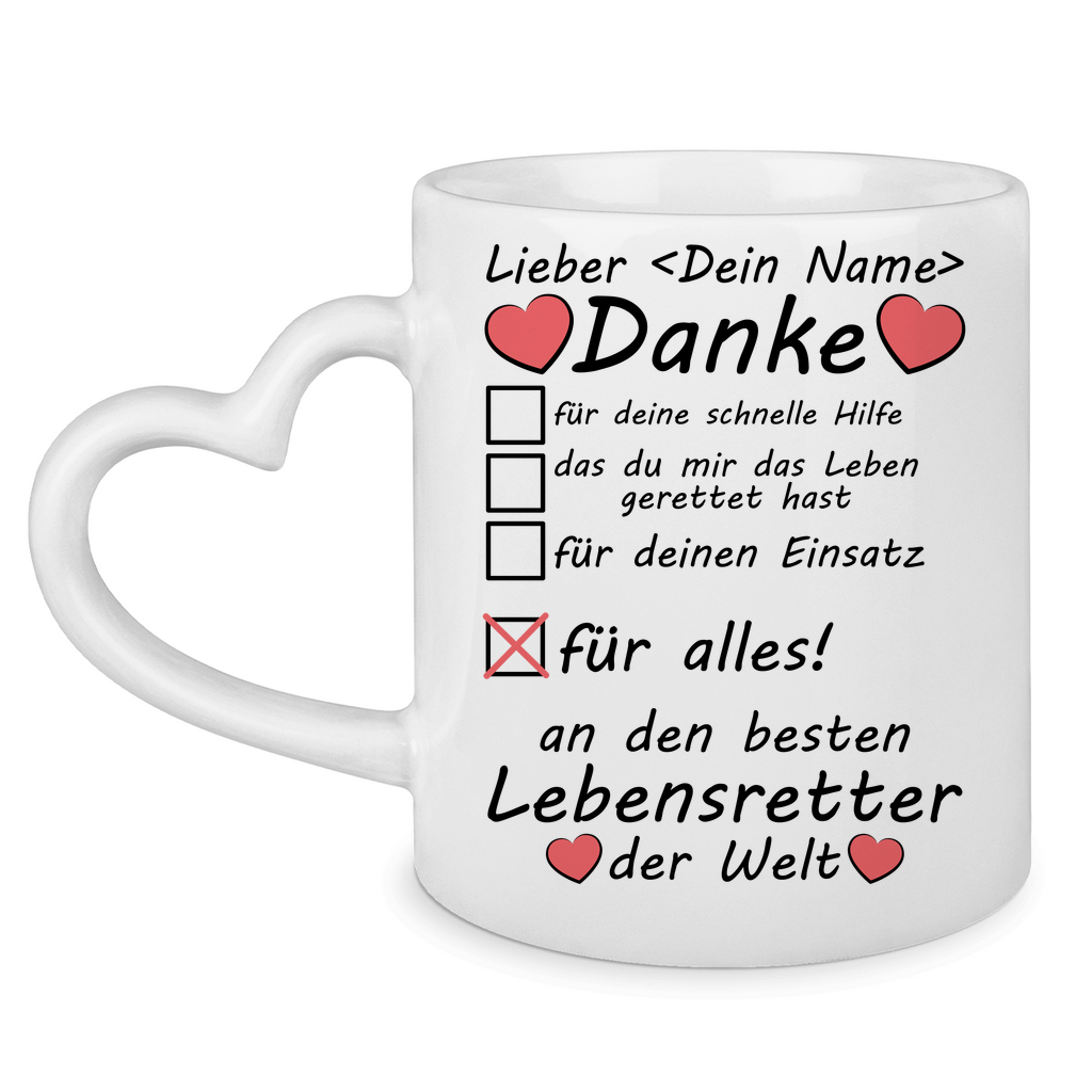 Dankeschön Geschenk für Lebensretter | Tasse