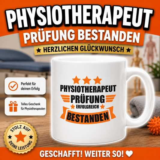 Geschenk für Physiotherapeut zur bestandenen Prüfung – Tasse zur erfolgreichen Physiotherapie-Ausbildung