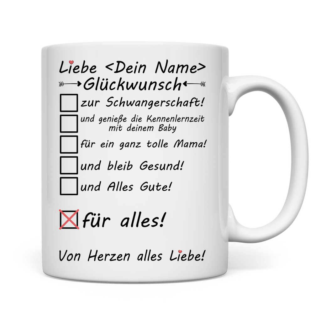 Alles Gute Wünsche für werdende Mutter | Tasse Glückwunsch zur Schwangerschaft Tasse