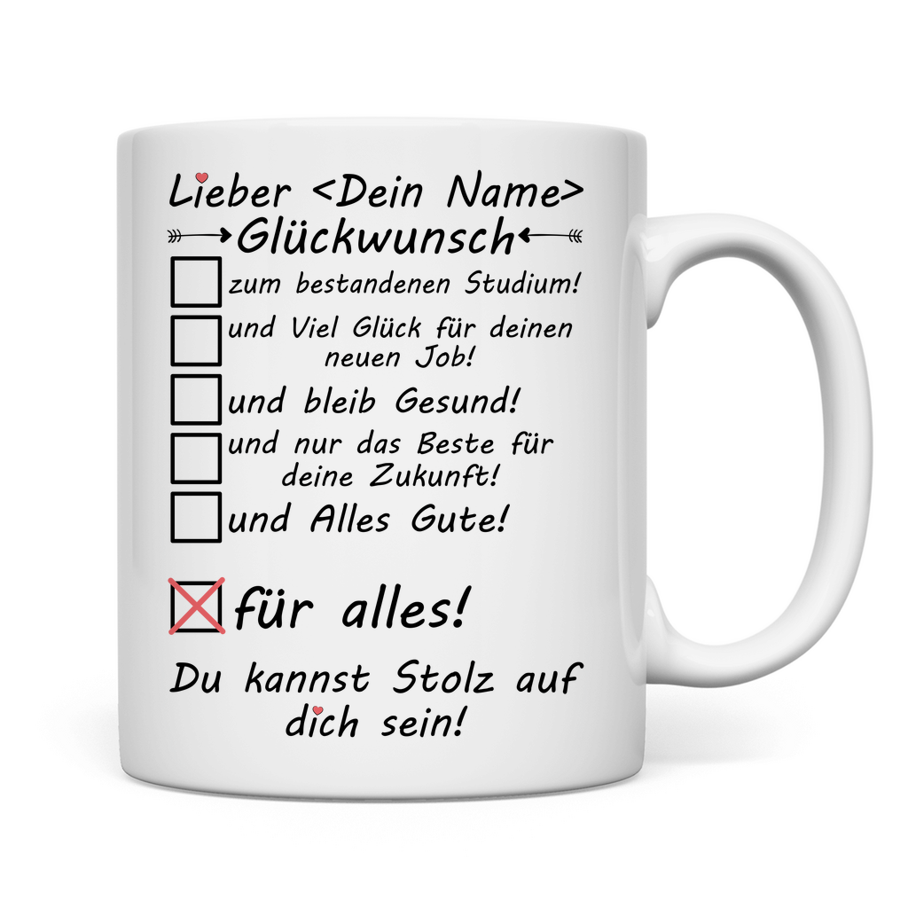 zum Bestandenen Studium | Glückwunsch Tasse Student Geschenk rückseite