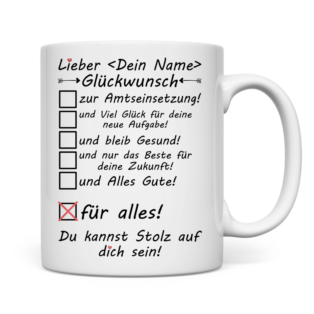 Glückwünsche zur Amtseinsetzung | Geschenk Mann Tasse rückseite
