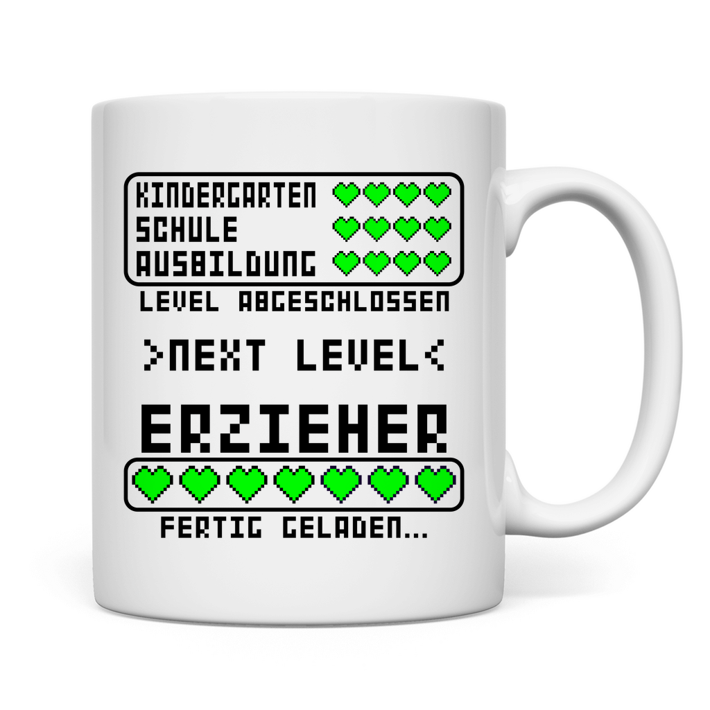 Erzieher Ausbildung Geschafft | Tasse  Geschenk Level abgeschlossen rückseite