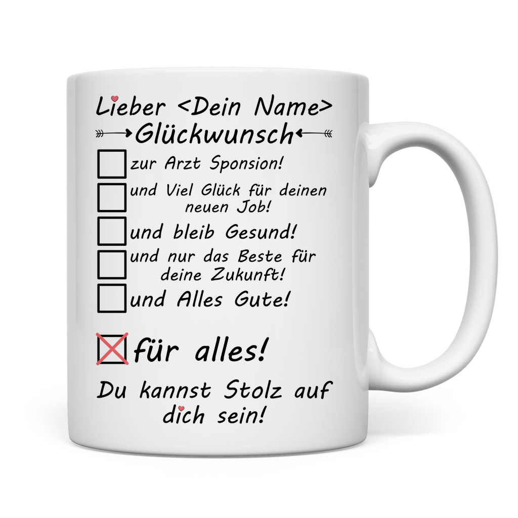 Sponsion Arzt | Glückwünsche Geschenk  Tasse rückseite