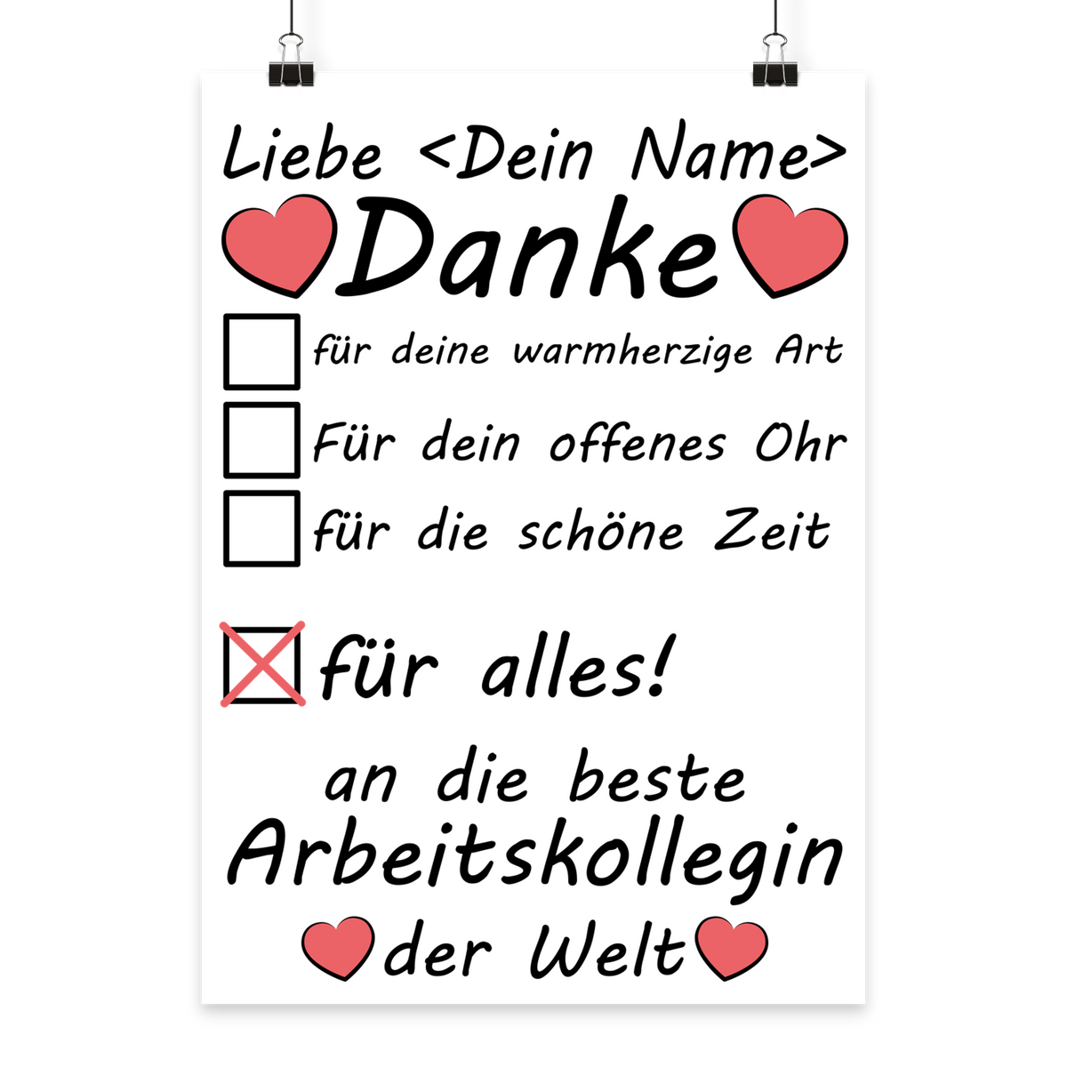Beste Kollegin Poster mit Name personalisiert, A3 Fine-Art-Print, Wertschaetzungs-Geschenk fuer Buero-Kollegin zum Abschied