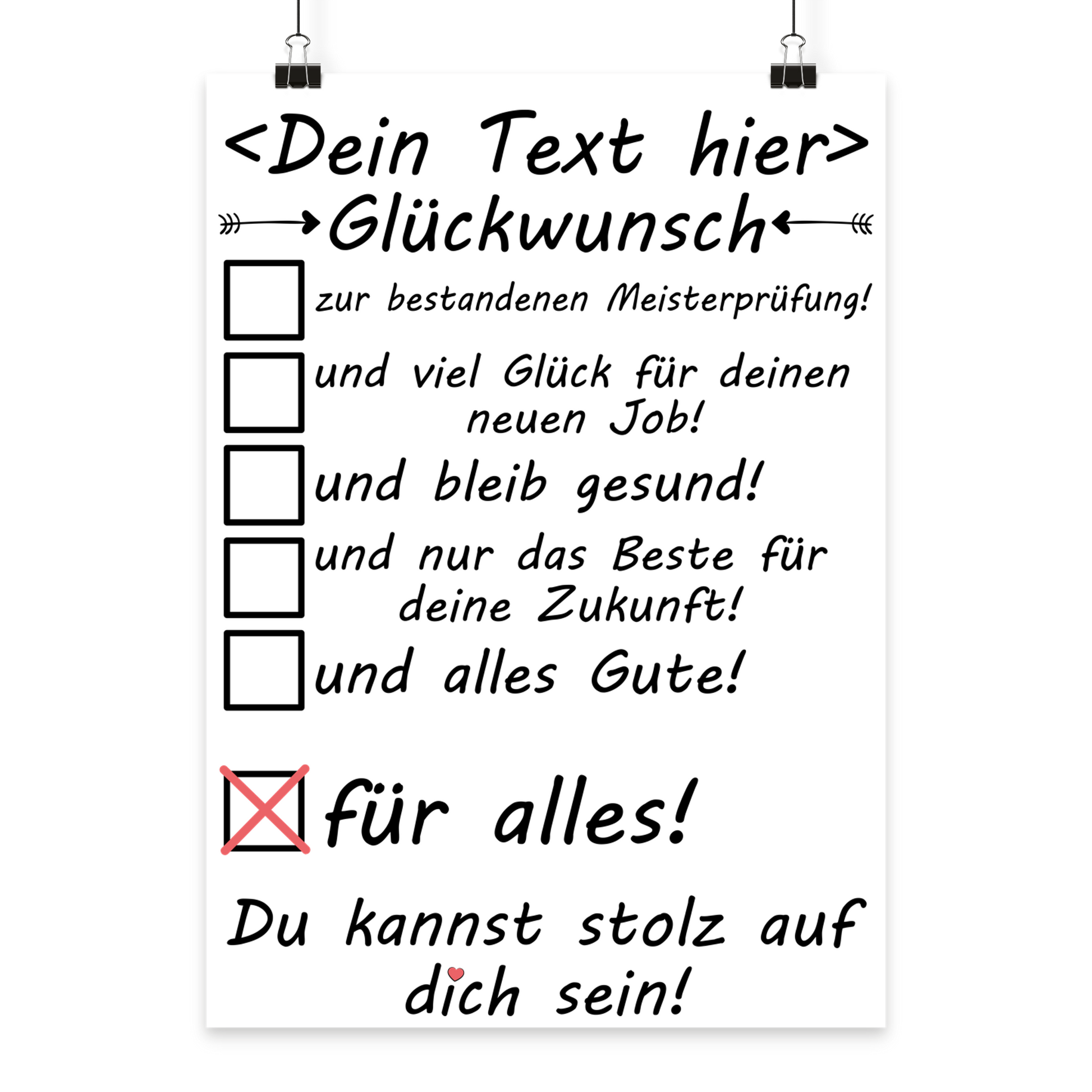 Personalisiertes Poster zur Meisterpruefung als Geschenk fuer Handwerksmeister im DIN-A3-Format mit Galeriequalitaet
