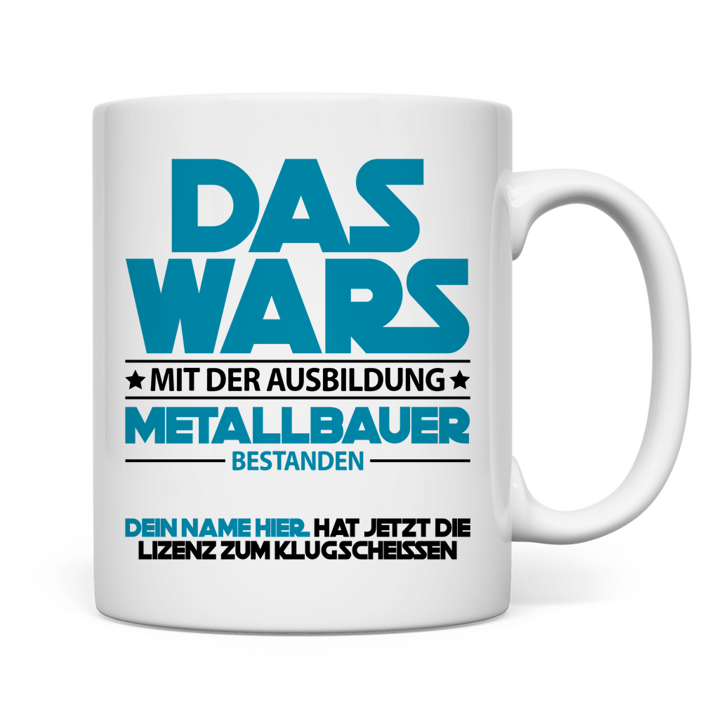 Metallbauer Ausbildung bestanden | Tasse  Azubi Geschenk rückseite