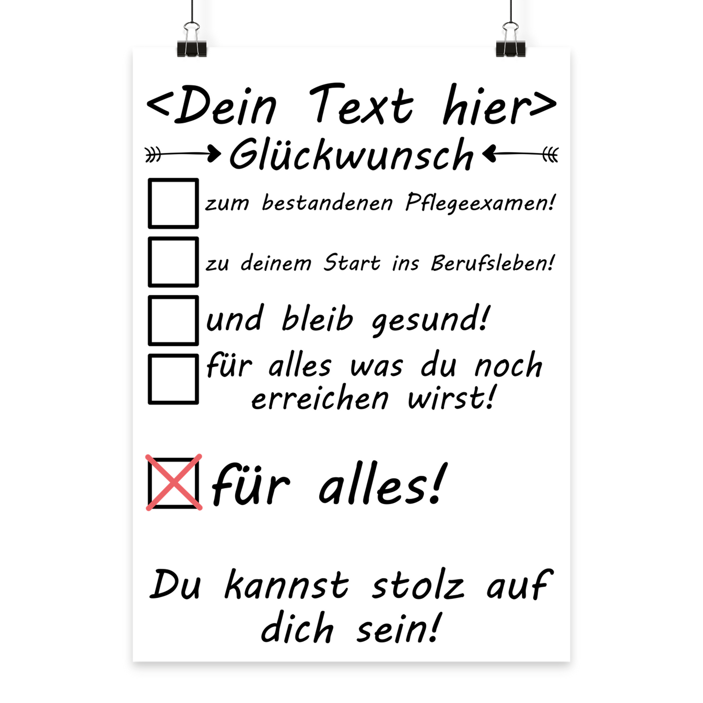 Personalisiertes Poster fuer Pflegefachkraft zum bestandenen Pflegeexamen, Fine-Art-Print A3 mit Namen als Geschenk