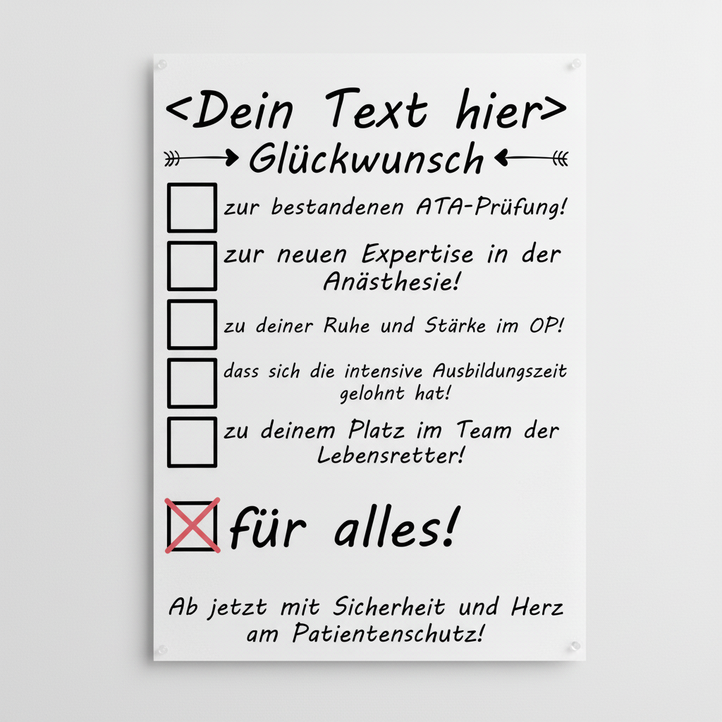  Personalisiertes Poster fuer Anaesthesietechnische Assistenten zur bestandenen ATA-Pruefung, Fine-Art-Print DIN A3 mit Name