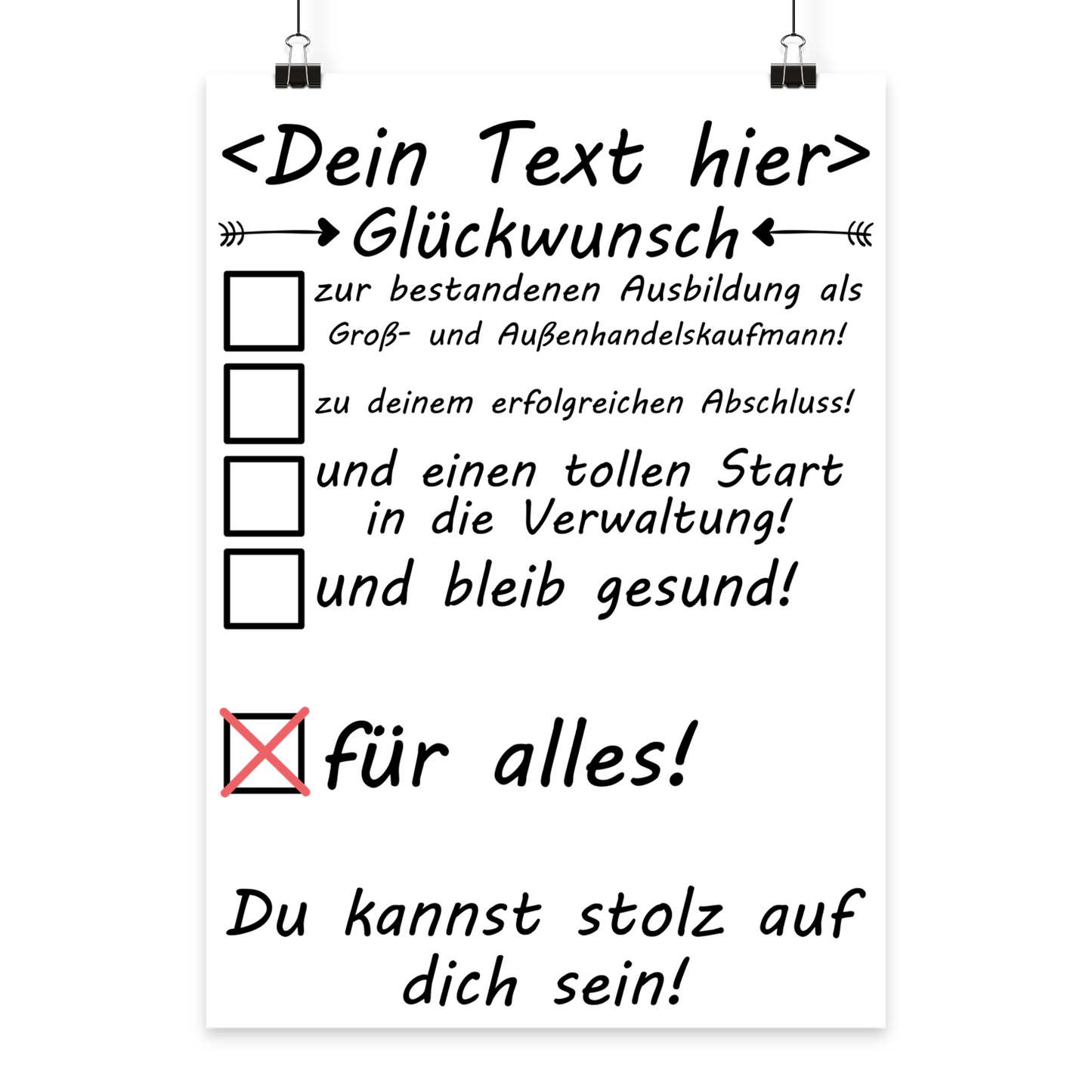 Geschenk zur bestandenen Pruefung fuer Gross- und Aussenhandelskaufmann: Poster mit Name, ideal von Eltern oder Freunden
