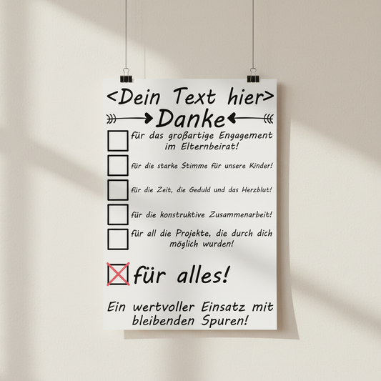 Elternbeirat-Poster Nahaufnahme Personalisiertes A3 Poster für den Elternbeirat mit Namen. Fine-Art-Print als Dankeschön-Geschenk zum Abschied aus der Kita.