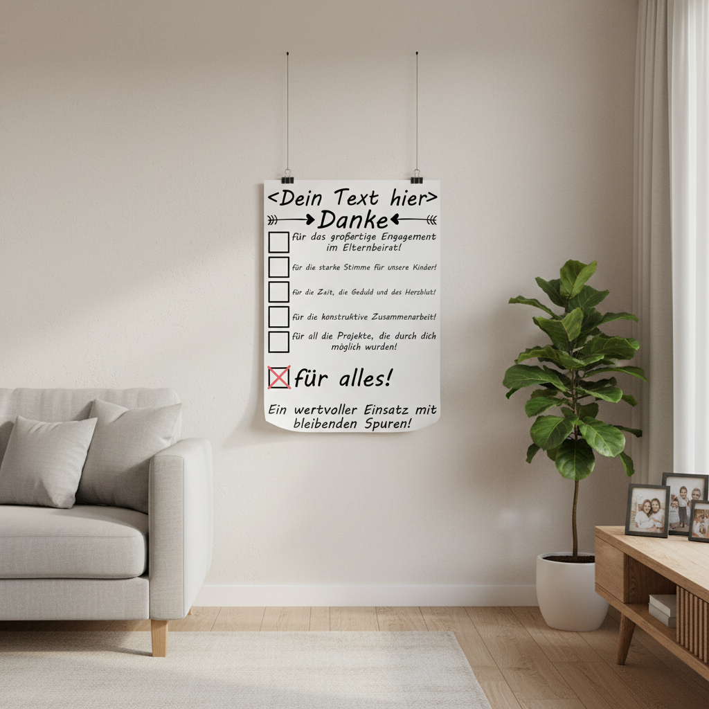Personalisiertes Poster fuer Elternbeirat zum Abschied mit Wunschname, Fine-Art-Print DIN A3 als Dankeschoen-Geschenk fuer Schule und Kita