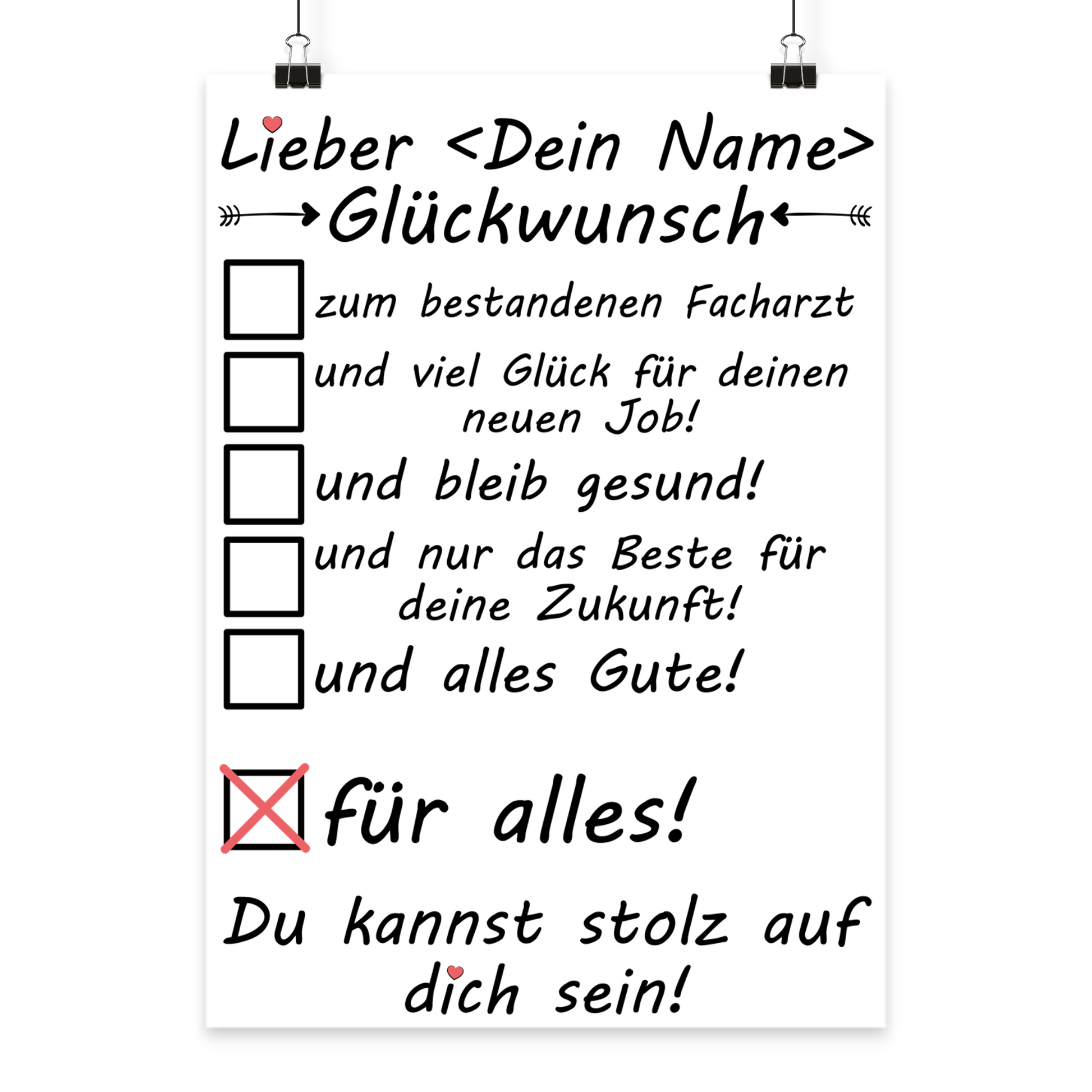 Personalisiertes Poster zur bestandenen Facharztpruefung mit Wunschname, DIN A3, Fine-Art-Print, seidenmatt, Geschenk fuer Aerzte