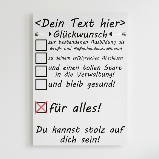 Personalisiertes Poster fuer Gross- und Aussenhandelskaufmann zur bestandenen Ausbildung mit Name und Datum
