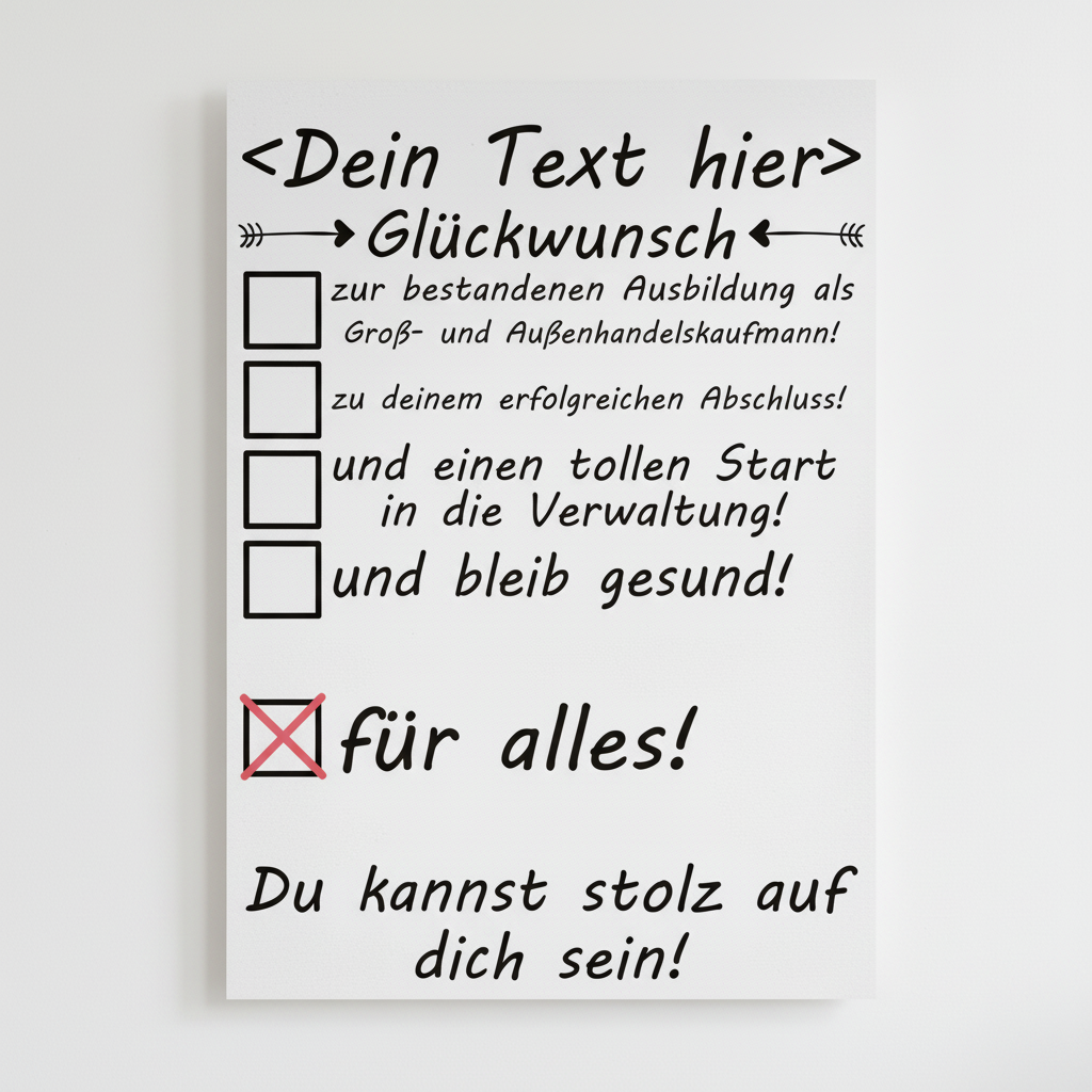 Personalisiertes Poster fuer Gross- und Aussenhandelskaufmann zur bestandenen Ausbildung mit Name und Datum
