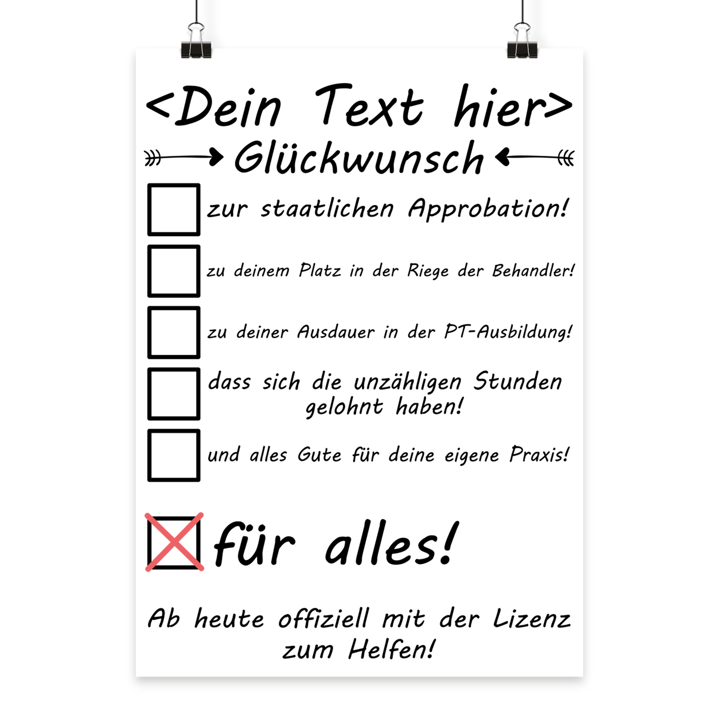 Personalisiertes Poster zur Psychotherapie-Approbation mit Wunschname, Fine-Art-Print DIN A3 als Abschlussgeschenk fuer Psychotherapeuten