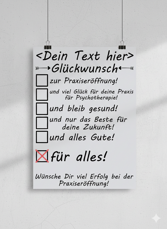 Personalisiertes Poster fuer Psychotherapeuten zur Praxiseroeffnung, DIN A3 Fine-Art-Print, ideal als Geschenk zum Karrieremeilenstein