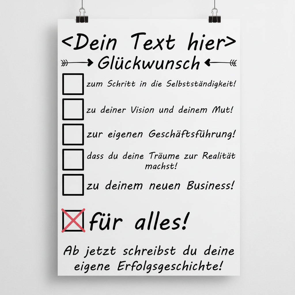  Personalisiertes Poster zum Start in die Selbststaendigkeit mit Name, Fine-Art-Print DIN A3 als Geschenk fuer Gruender
