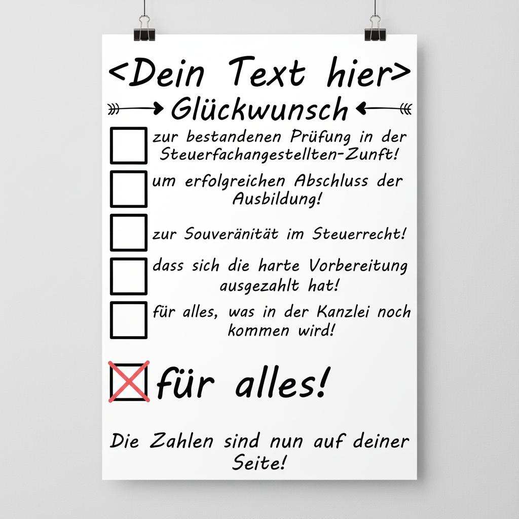 Personalisiertes Poster fuer Steuerfachangestellte zur bestandenen Pruefung, Fine-Art-Print DIN A3 mit Name als Geschenk