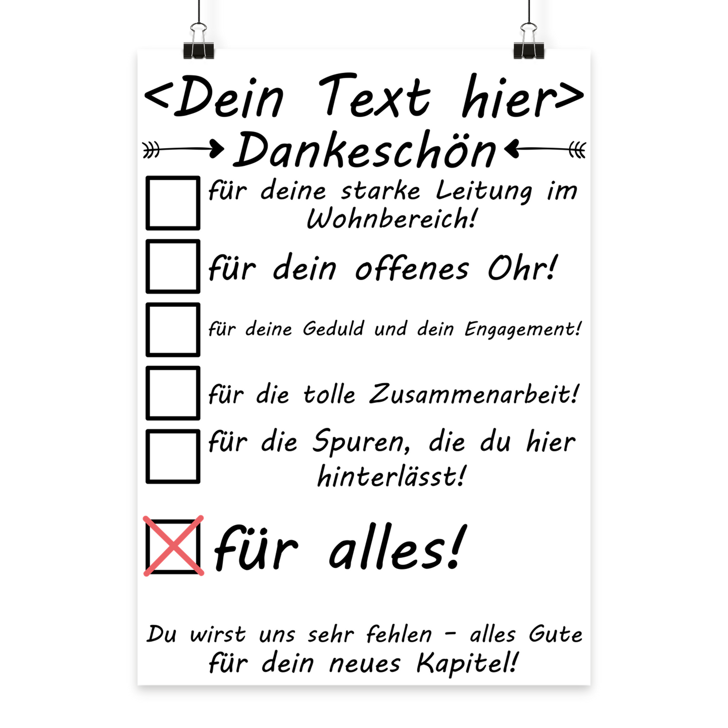 Personalisiertes Poster fuer Wohnbereichsleitung zum Abschied, Fine-Art-Print DIN A3 mit Wunschname als Dankeschoen-Geschenk