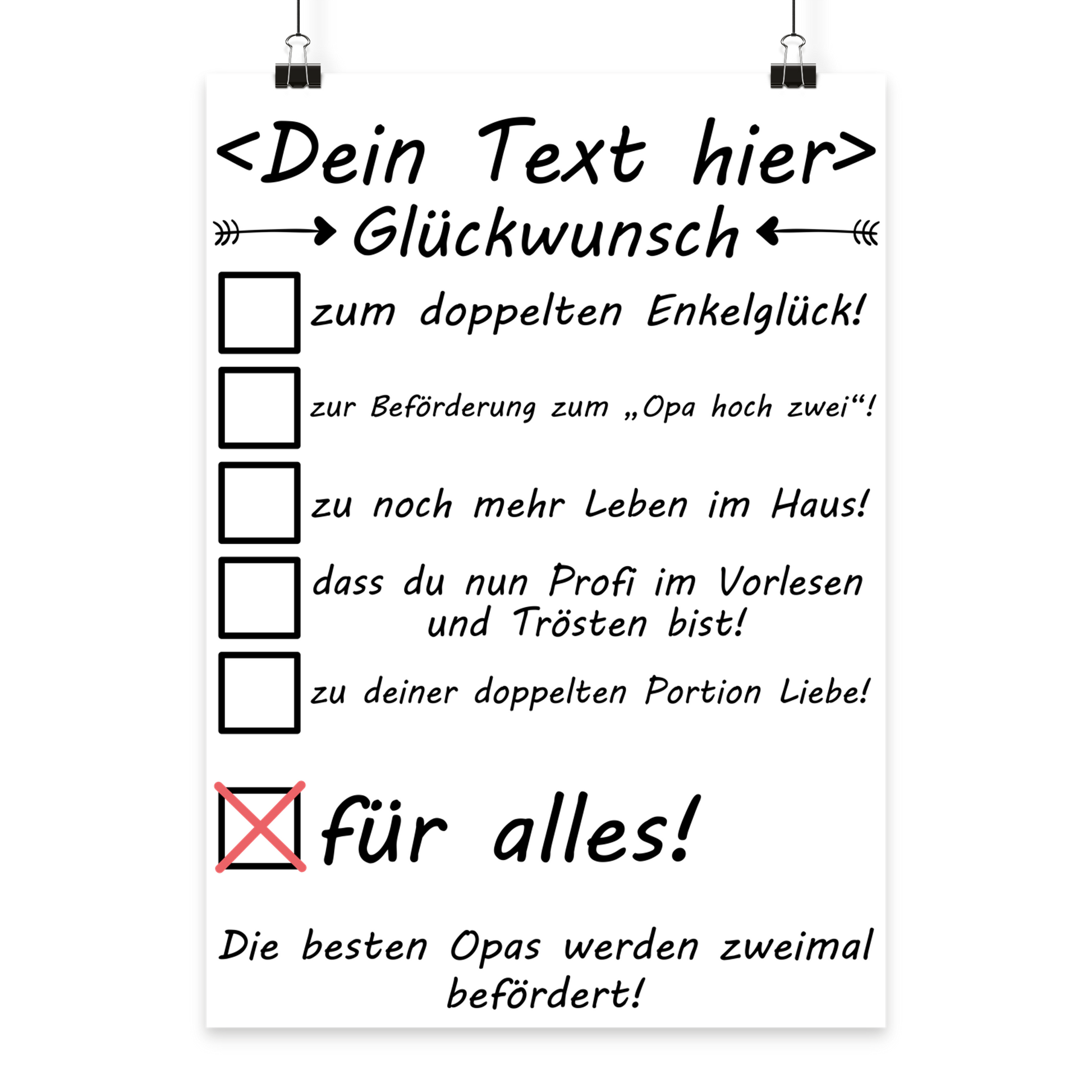 Personalisiertes Poster fuer zweifachen Opa zur Geburt des zweiten Enkelkindes, Fine-Art-Print DIN A3 mit Wunschname als Geschenk