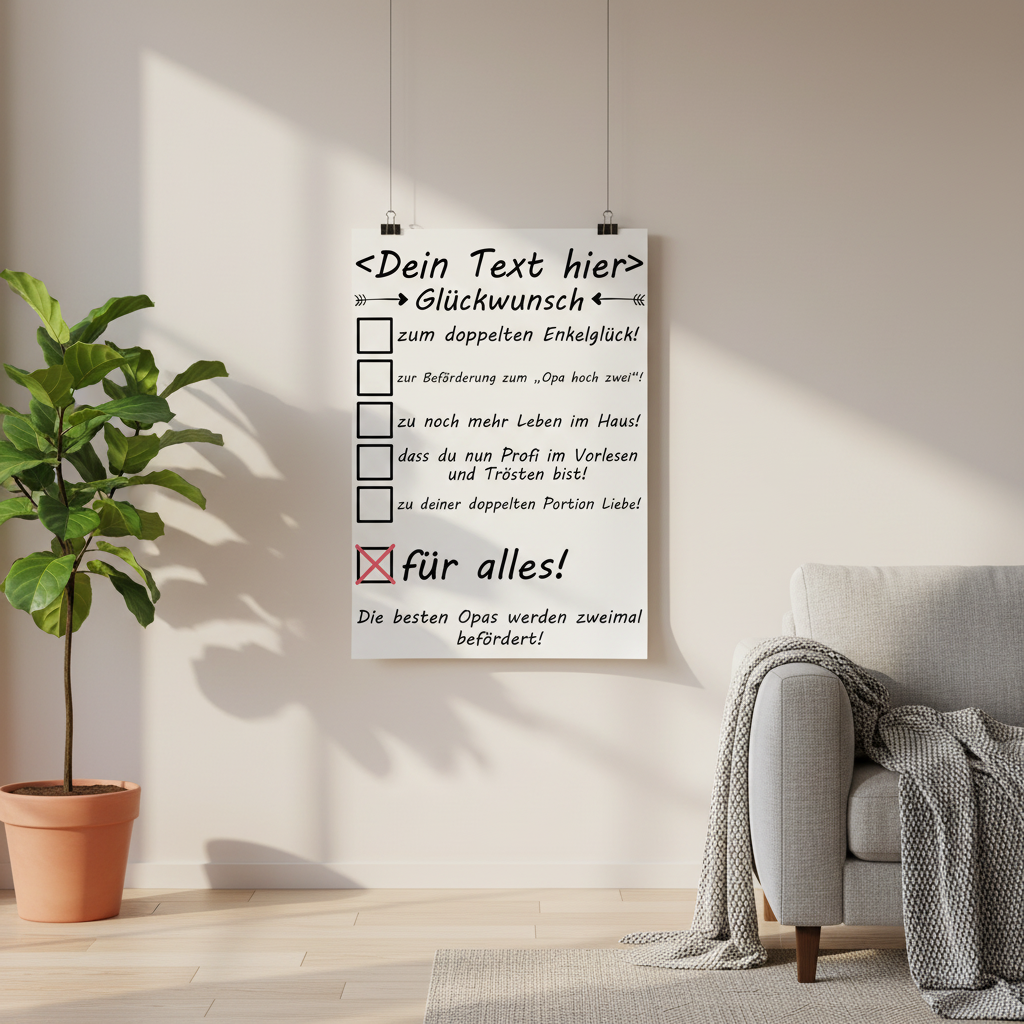 Personalisiertes A3 Poster für den zweifachen Opa mit Namen der Enkel. Fine-Art-Print als Geschenkidee zum Geburtstag.