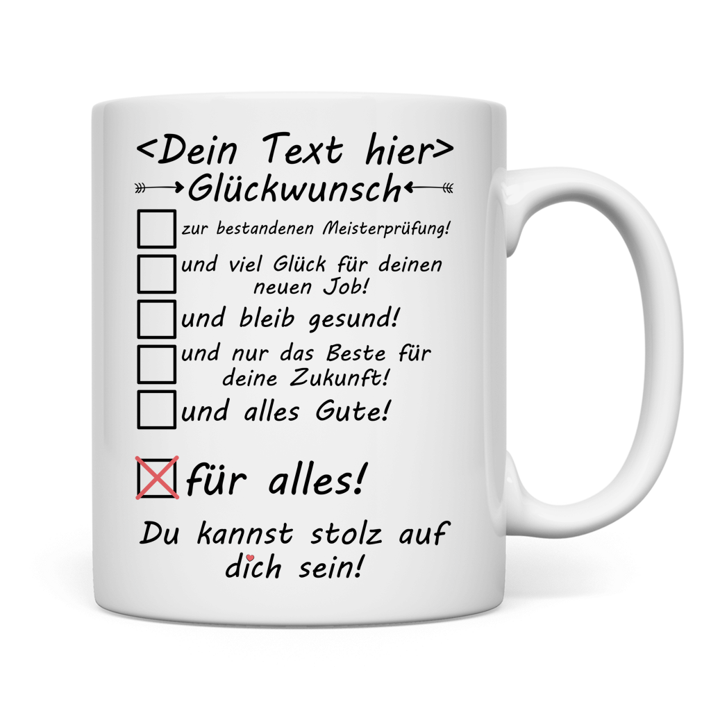 Tasse Bestandene Meisterprüfung – Glückwunsch