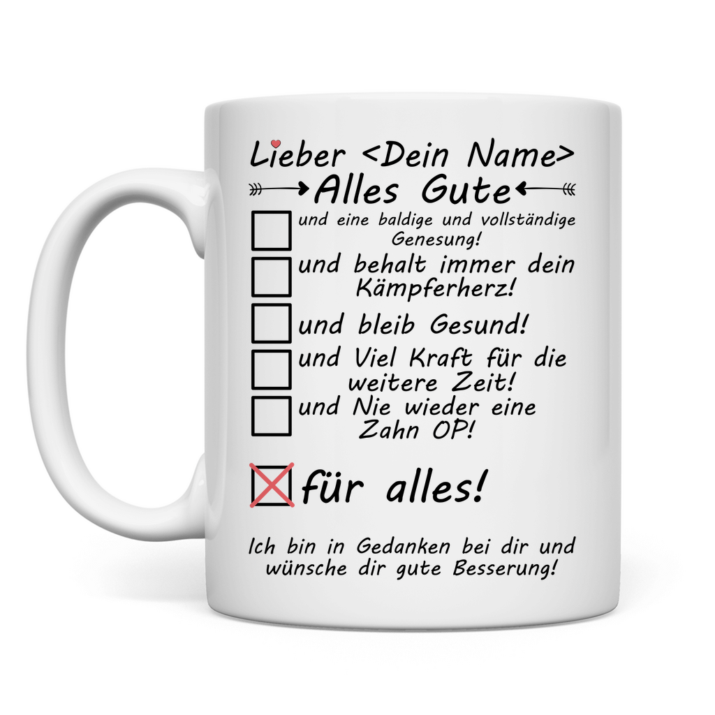 10 Gute Besserung Wünsche nach Zahn OP + personalisierte Tasse