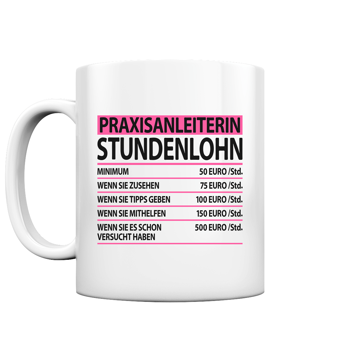 Praxisanleiterin Tasse Stundenlohn