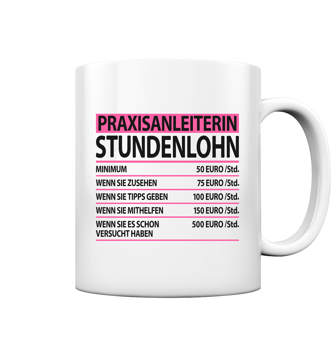 Praxisanleiterin  Tasse Stundenlohn