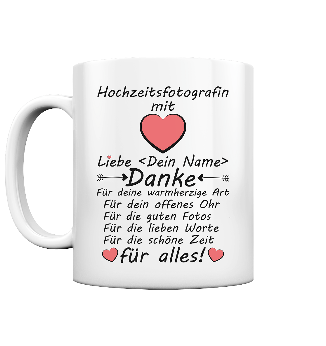 Dankeschön Danke Geschenk Hochzeitsfotograf Hochzeitsfotografin Tasse